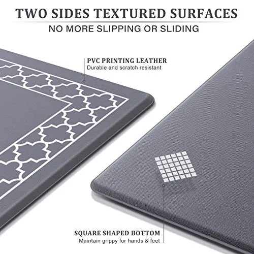 LuxStep Kitchen Mat Set of 2 Anti Fatigue Mat, Non Slip Kitchen Rugs and Mats Waterproof Memory Foam Kitchen Rug, Standing Desk Mat Floor Mats for House,Sink,Office,Kitchen (Grey)