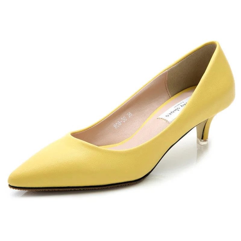 magazine Fashion women pumps 5cm sheepskin women shoes low heels pointed toe comfortable high office heels ALF143