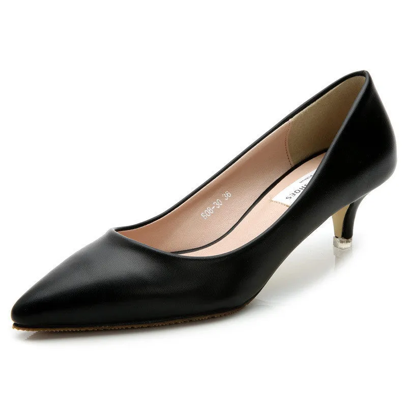 magazine Fashion women pumps 5cm sheepskin women shoes low heels pointed toe comfortable high office heels ALF143