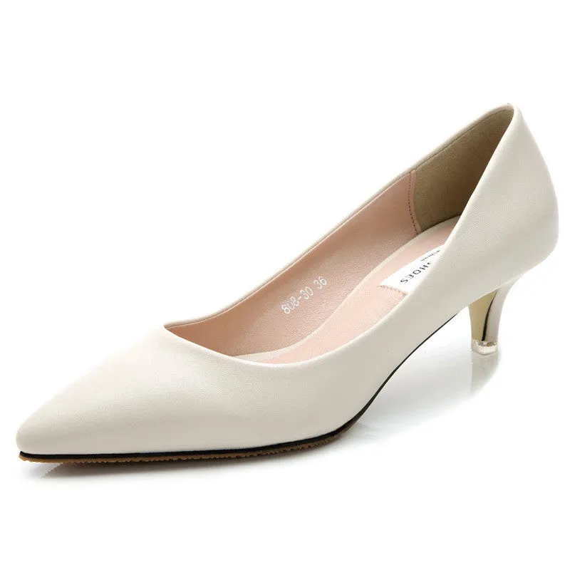 magazine Fashion women pumps 5cm sheepskin women shoes low heels pointed toe comfortable high office heels ALF143