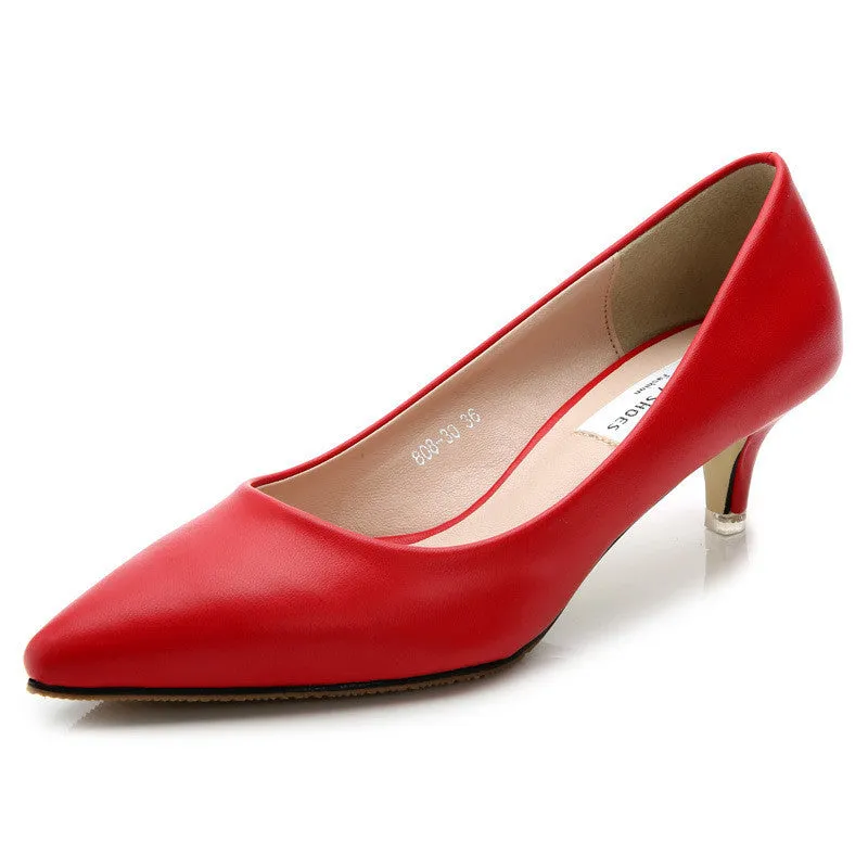 magazine Fashion women pumps 5cm sheepskin women shoes low heels pointed toe comfortable high office heels ALF143