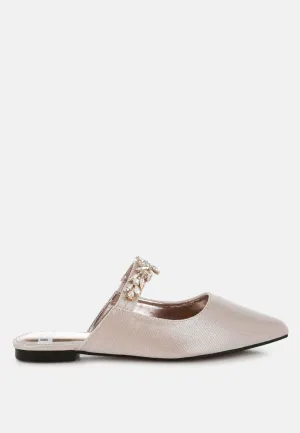 Magnum Diamante Strap Glitter Mules