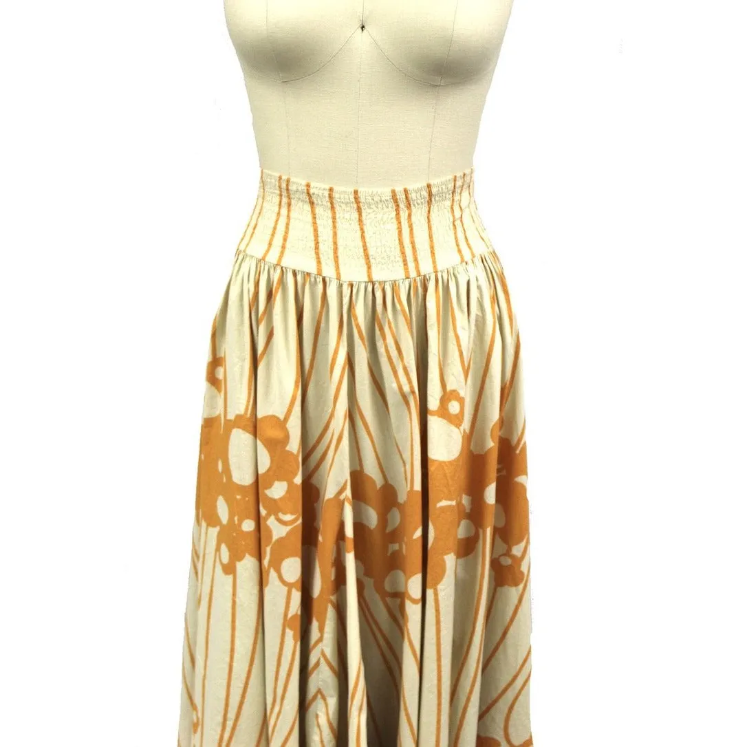 Marimekko Mika Piirainen Vintage Mod Floral 2pc Set L 1970s Cotton Orange Katsuji Wakisaka Print