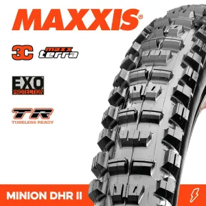 Maxxis Tyre Minion DHR II 27.5 X 2.80 Plus 3C Terra EXO  TR Fold 60TPI E-25