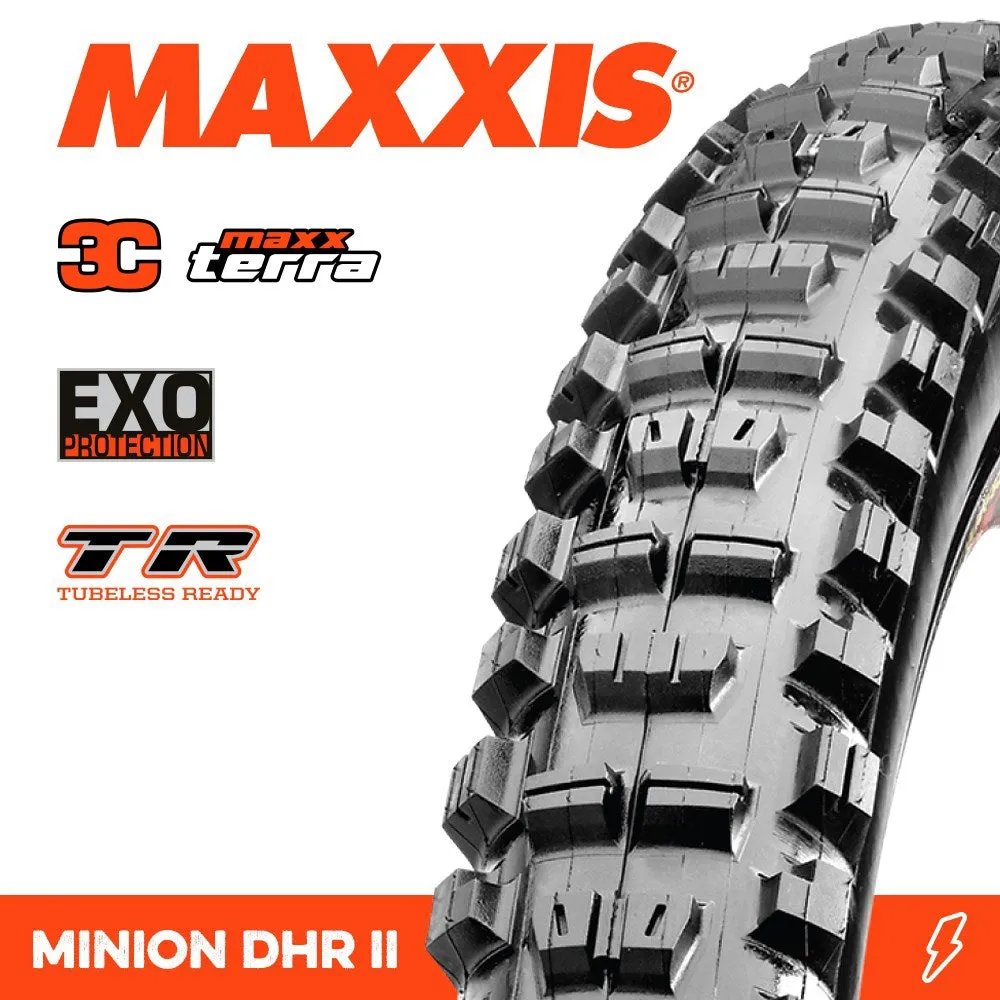 Maxxis Tyre Minion DHR II 27.5 X 2.80 Plus 3C Terra EXO  TR Fold 60TPI E-25
