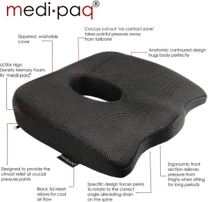 Medipaq®️ Luxury Orthopaedic Coccyx Seat Cushion