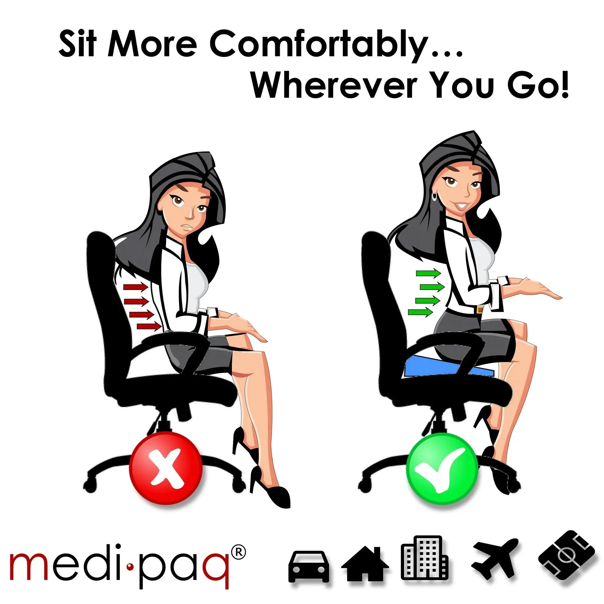 Medipaq®️ Luxury Orthopaedic Coccyx Seat Cushion