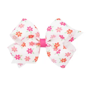 Medium Flower Print Hair Bow on Clippie