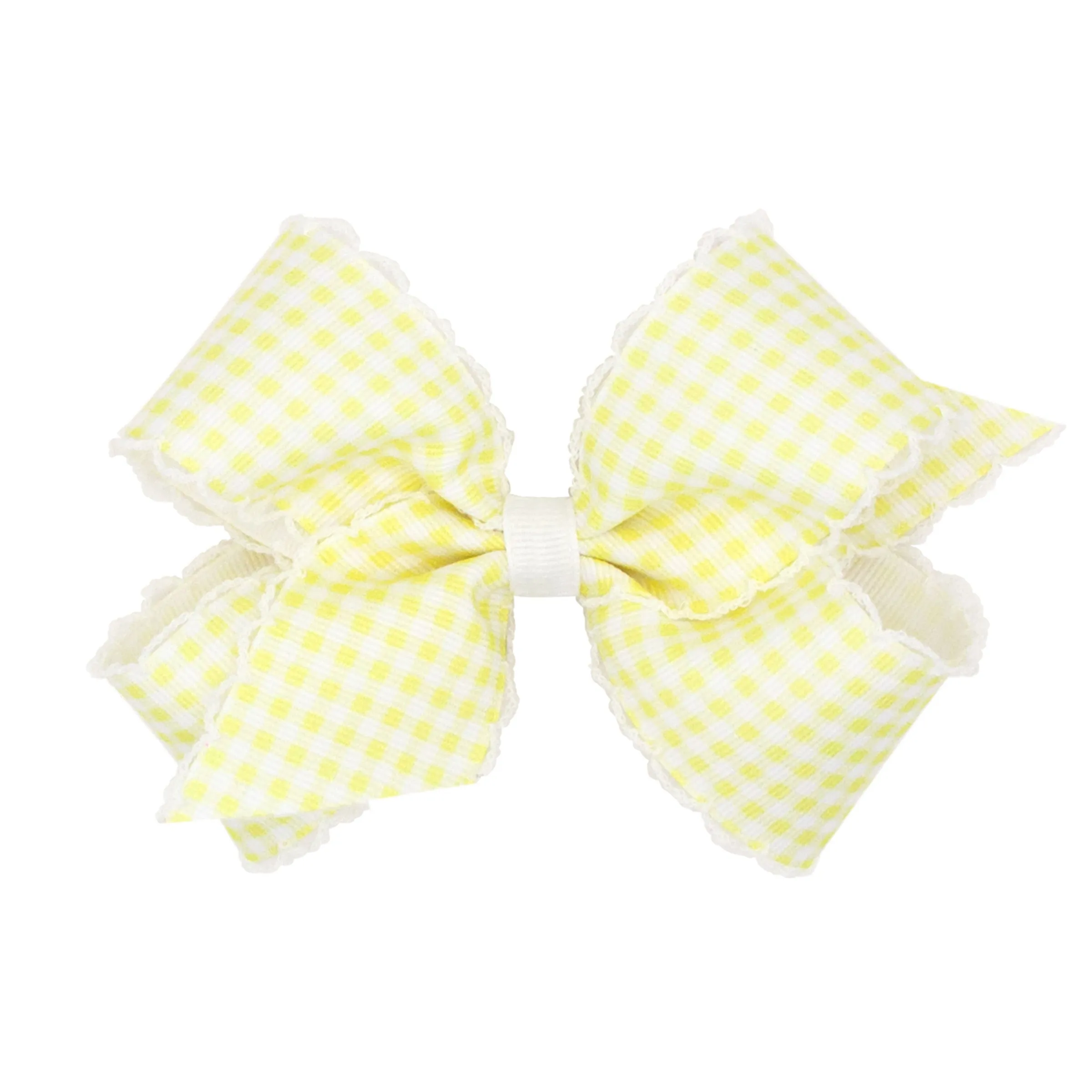 Medium Gingham w/Moonstitch Hair Bow on Clippie - 6 Colors