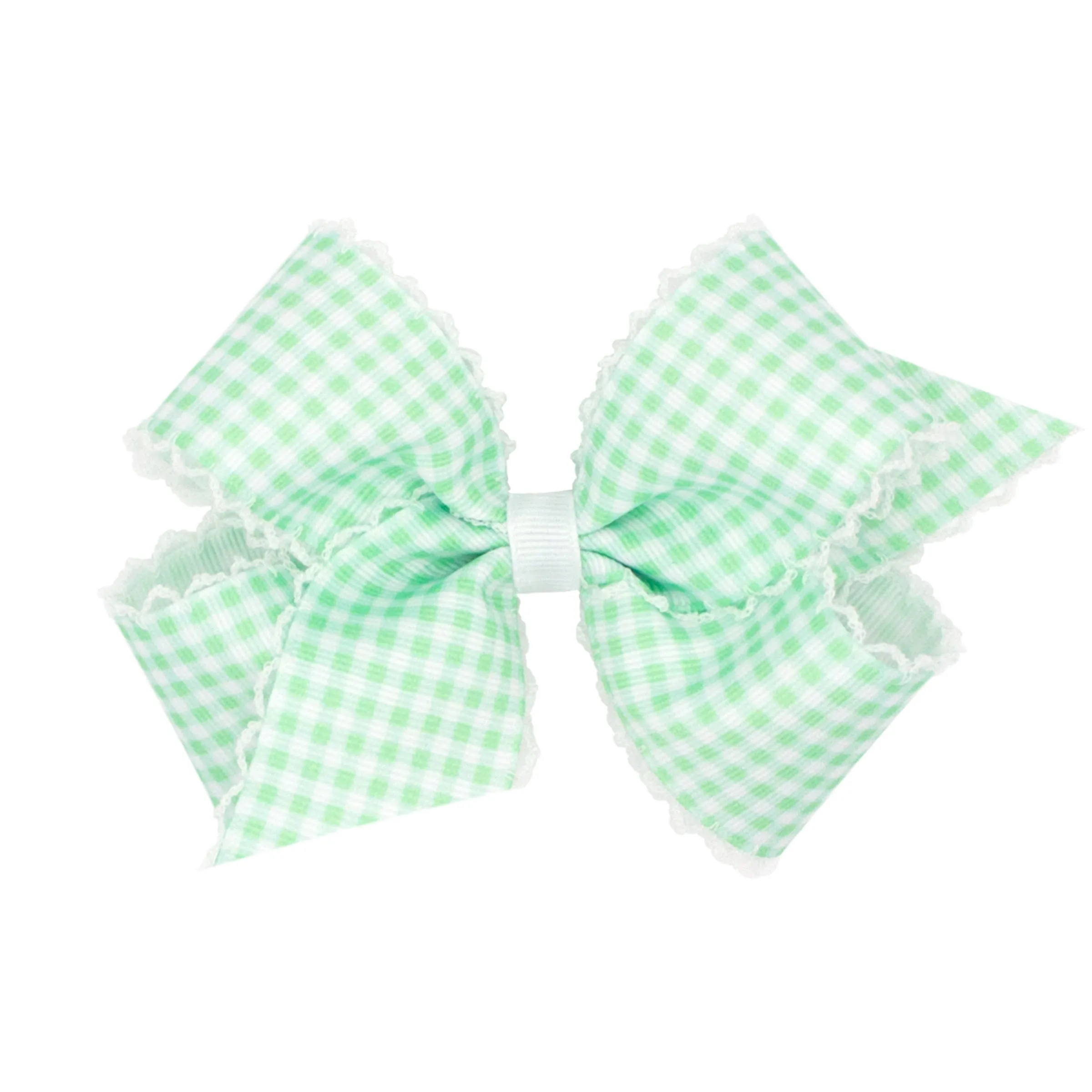 Medium Gingham w/Moonstitch Hair Bow on Clippie - 6 Colors