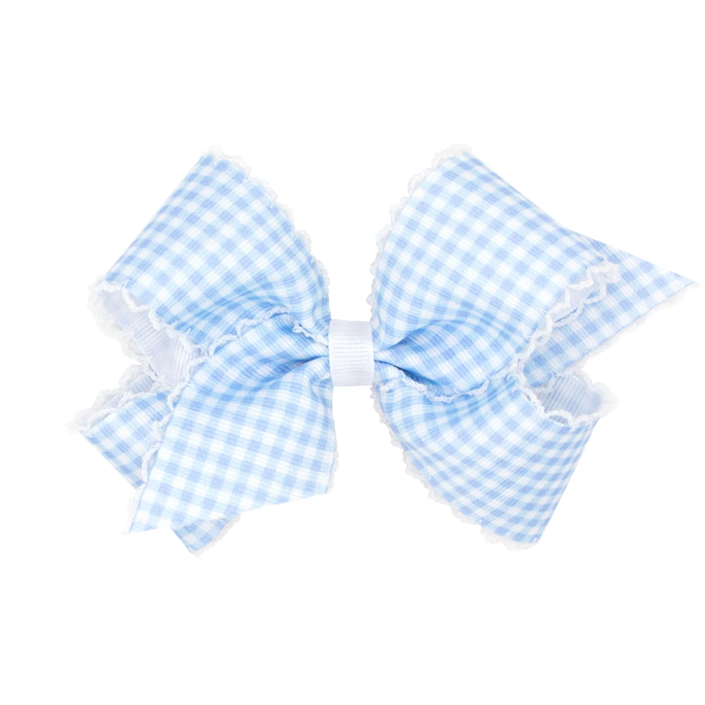 Medium Gingham w/Moonstitch Hair Bow on Clippie - 6 Colors