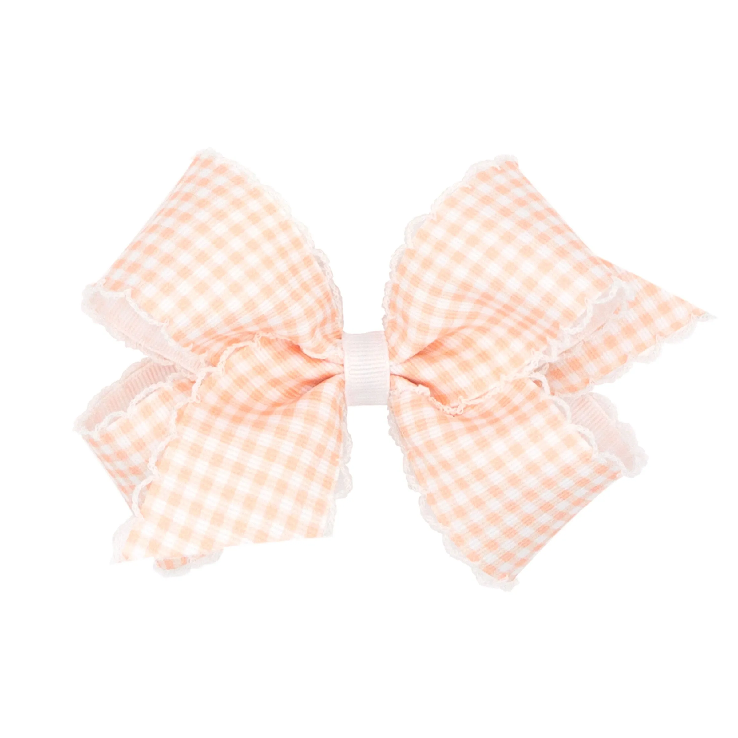Medium Gingham w/Moonstitch Hair Bow on Clippie - 6 Colors