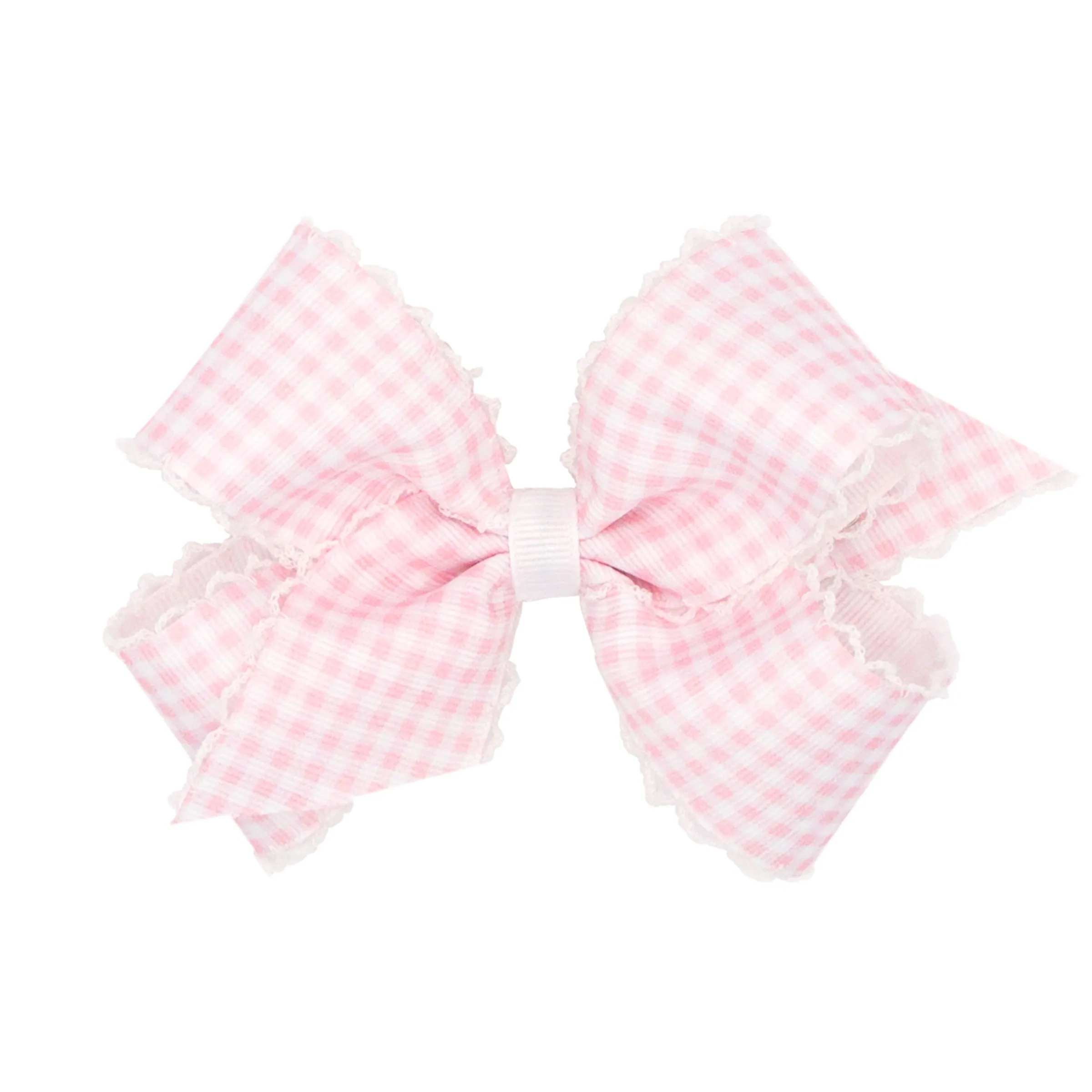 Medium Gingham w/Moonstitch Hair Bow on Clippie - 6 Colors