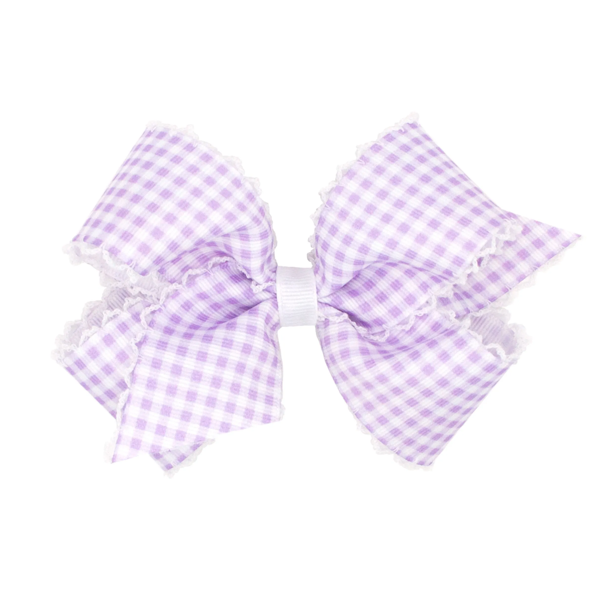 Medium Gingham w/Moonstitch Hair Bow on Clippie - 6 Colors
