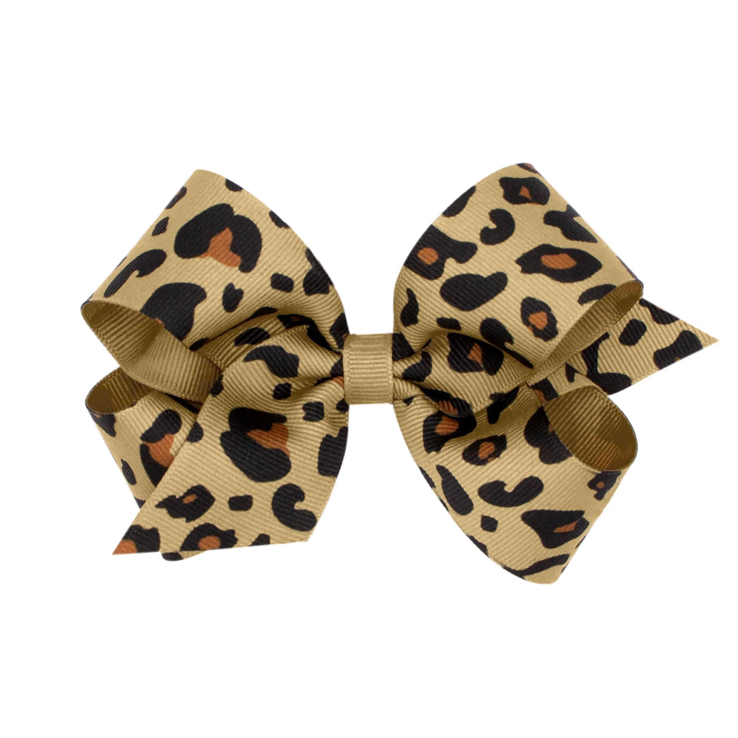 Medium Leopard Print Grosgrain Hair Bow on Clippie