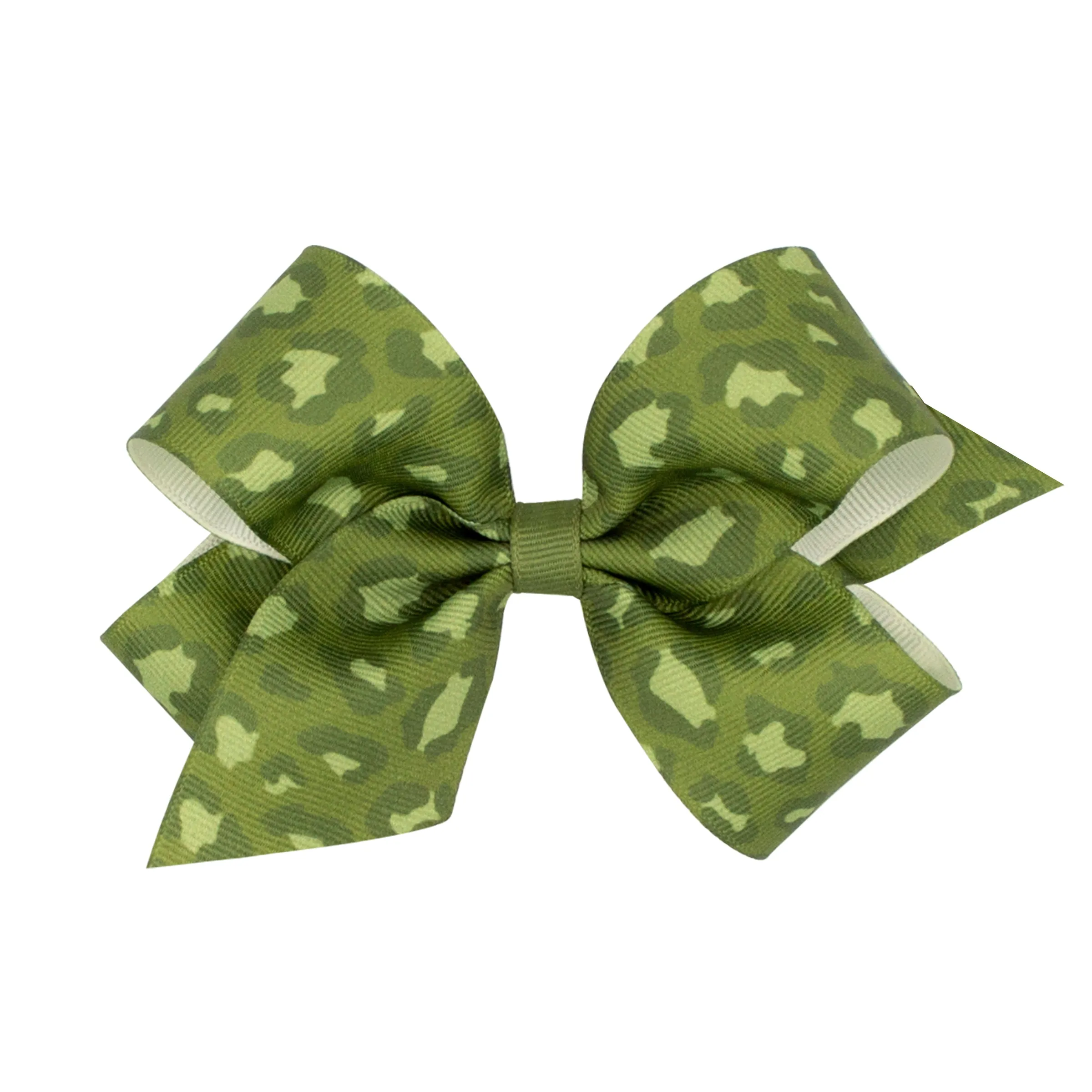 Medium Leopard Print Grosgrain Hair Bow on Clippie