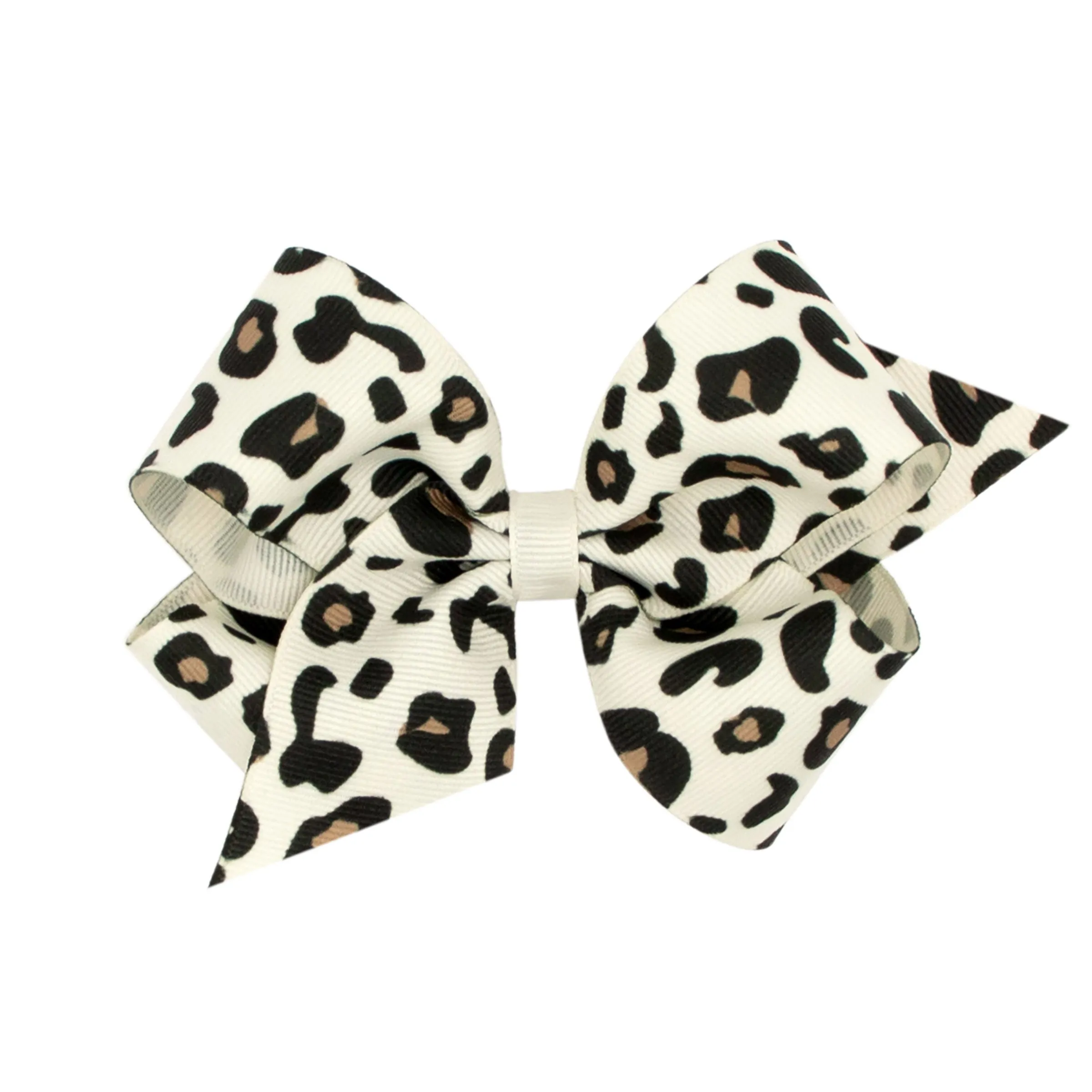 Medium Leopard Print Grosgrain Hair Bow on Clippie