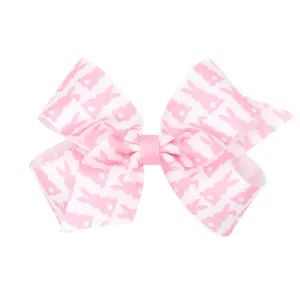 Medium Printed Easter Hair Bow on Clippie - Bunny
