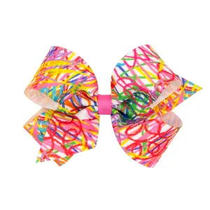 Medium Scribble Print Grosgrain Hair Bow on Clippie