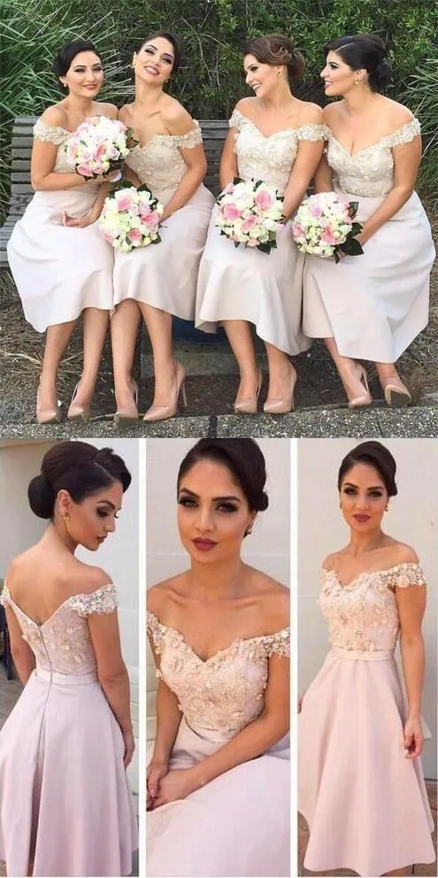 Mermaid Keen Length Short Floral A Line Bridesmaid Dresses.PDY0107