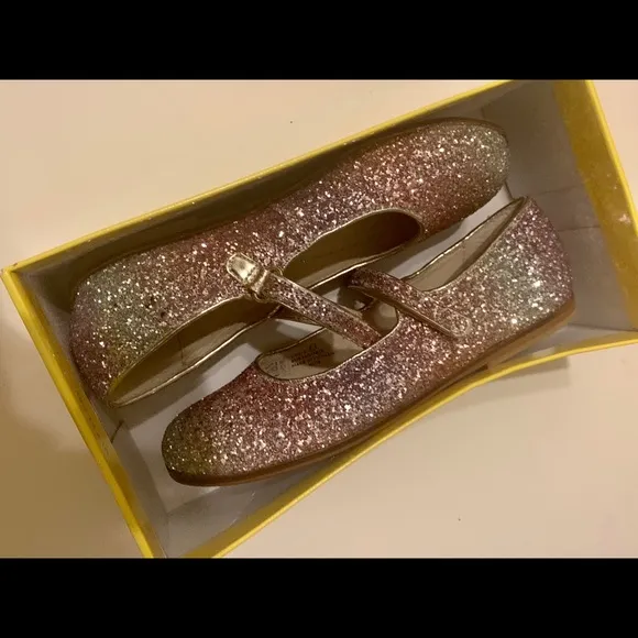 Mini Boden 🆕 Pink Ombré Glitter Mary Janes