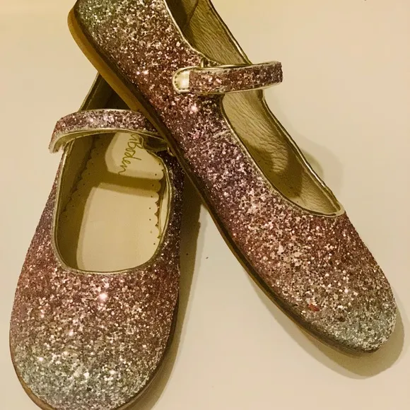 Mini Boden 🆕 Pink Ombré Glitter Mary Janes
