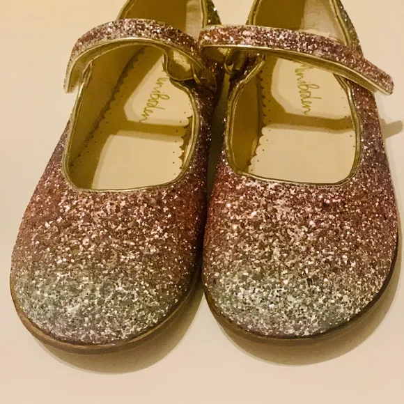 Mini Boden 🆕 Pink Ombré Glitter Mary Janes