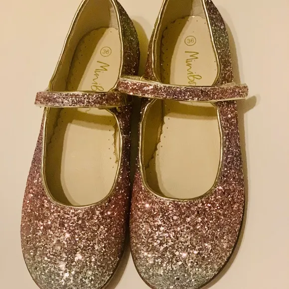 Mini Boden 🆕 Pink Ombré Glitter Mary Janes