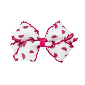 Mini Fruit Print Grosgrain Moonstich Hair Bow on Clippie - 4 Prints