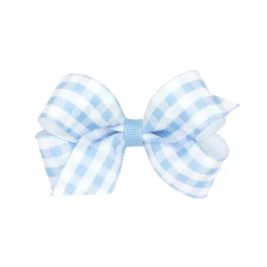 Mini Gingham Hair Bow on Clippie - 3 Colors