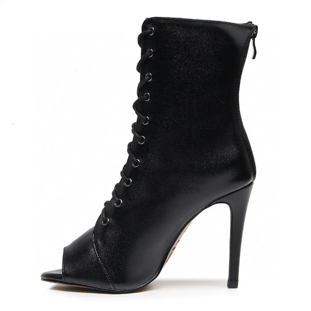 Moment - Black Vegan Leather - Suede Sole - Dance Floor Only