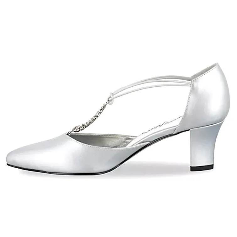MOONLIGHT Rhinestone Satin Heel Pointed Toe Pumps