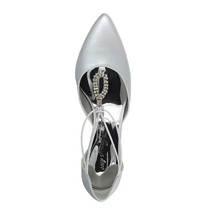 MOONLIGHT Rhinestone Satin Heel Pointed Toe Pumps