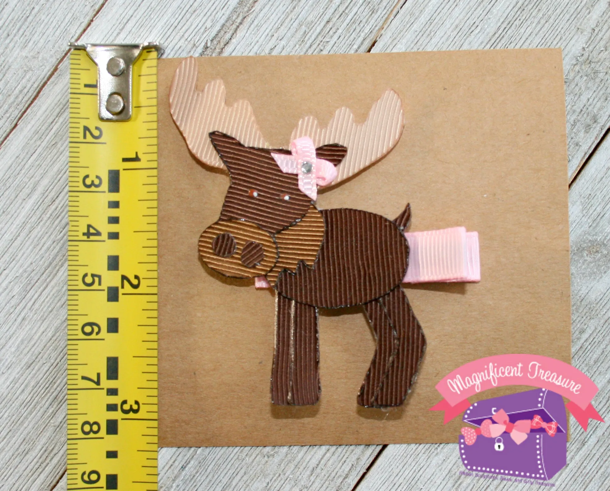 Moose Ribbon Sculpture Hair Clip - Moose Hair Bow