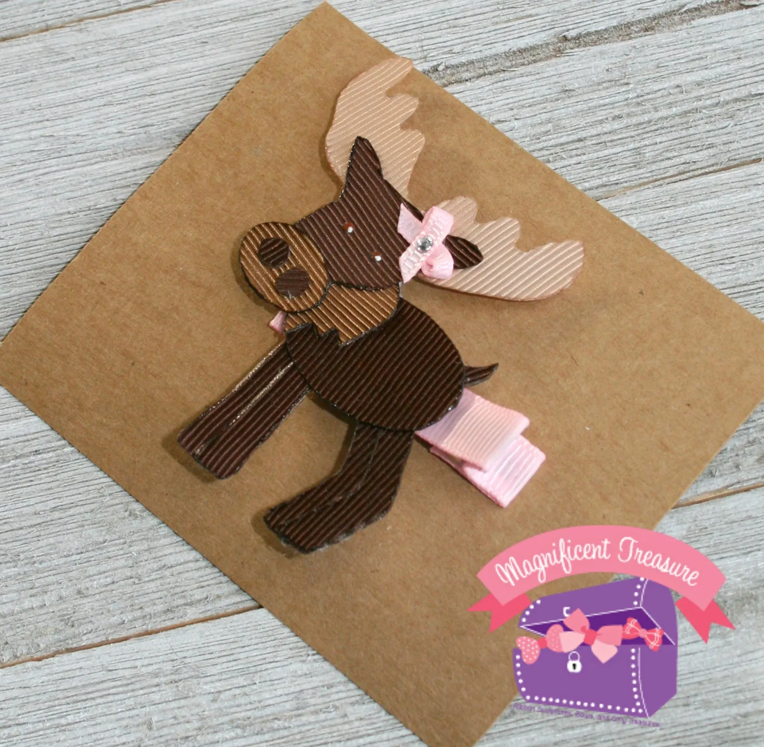 Moose Ribbon Sculpture Hair Clip - Moose Hair Bow
