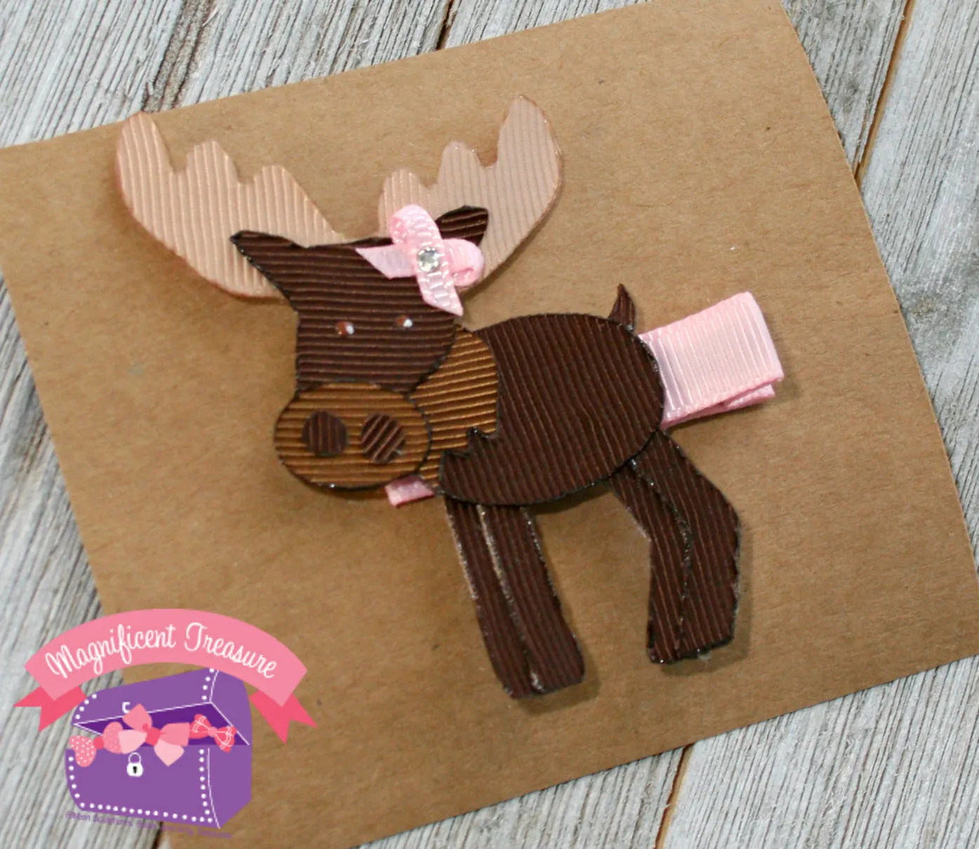 Moose Ribbon Sculpture Hair Clip - Moose Hair Bow