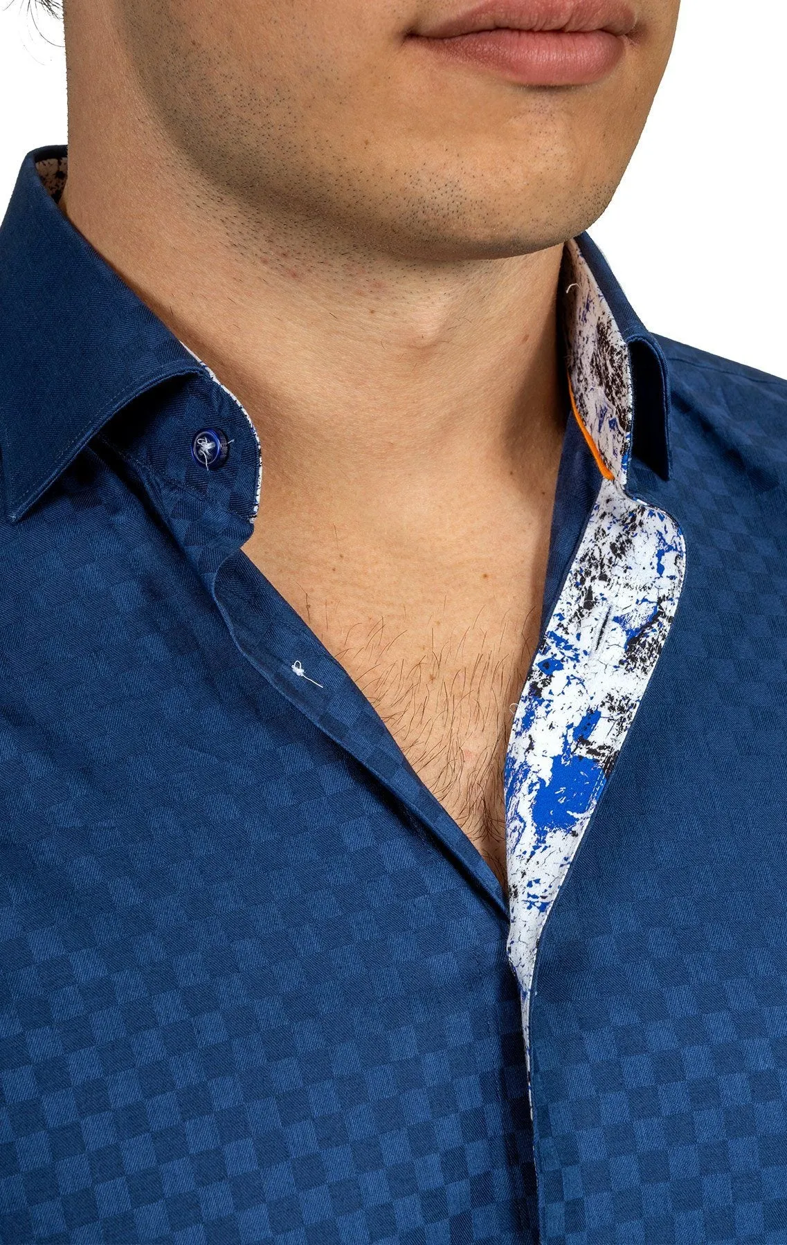 Navy Checkered Short Sleeve Shirt