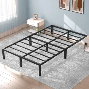 NEW Retails $140 Mr IRONSTONE Full Bed Frame, 14 Inch Metal Platform 1600lb Load-Bearing Heavy Duty Steel Slat Support with Large Storage Space, Anti-Noise Foam Stickers, No Box Spring Needed, Non-Slip, Easy Assembly