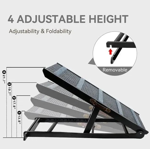 NEW Tucker Murphy Pet Adjustable Foldable Wooden Pet Ramp with non slip paw traction mat For Small & Large Dogs & Cats! Great For Bed, Sofa or Car! Supports up to 200Lb weight - Retails for $209 !
