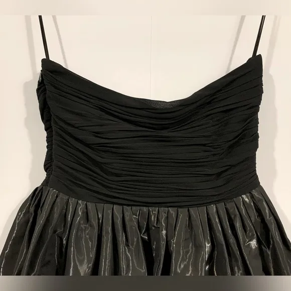 NWT, Armani Exchange, Black Strapless Mini Dress w/ Shiny Skirt &amp; Pockets, Sz 0
