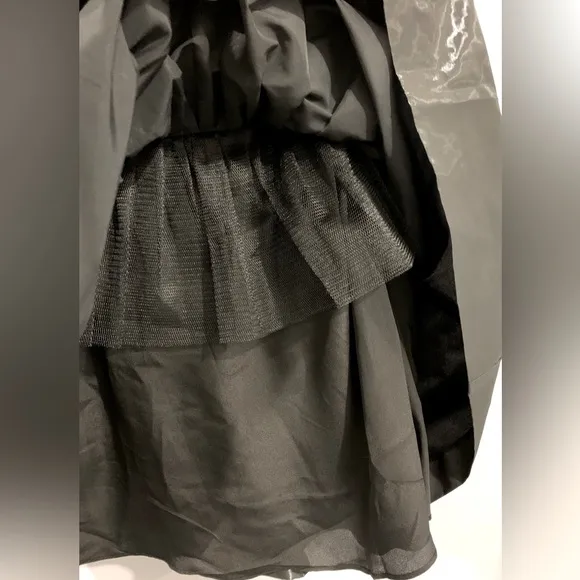 NWT, Armani Exchange, Black Strapless Mini Dress w/ Shiny Skirt &amp; Pockets, Sz 0