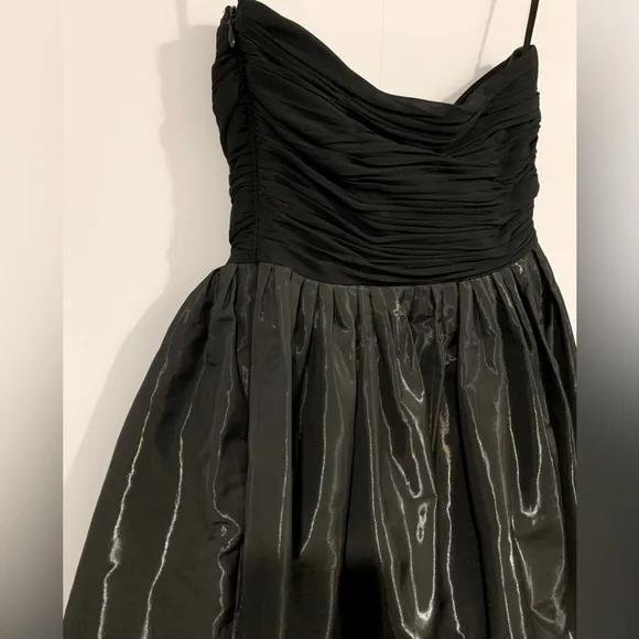 NWT, Armani Exchange, Black Strapless Mini Dress w/ Shiny Skirt &amp; Pockets, Sz 0
