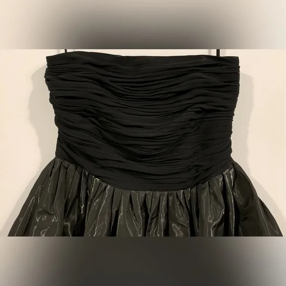 NWT, Armani Exchange, Black Strapless Mini Dress w/ Shiny Skirt &amp; Pockets, Sz 0