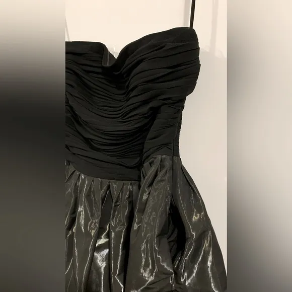 NWT, Armani Exchange, Black Strapless Mini Dress w/ Shiny Skirt &amp; Pockets, Sz 0