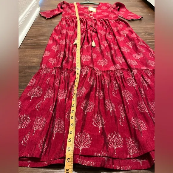 NWT Printed Party Wear Kurti in Wine Maroon Rayon Dress Size 40