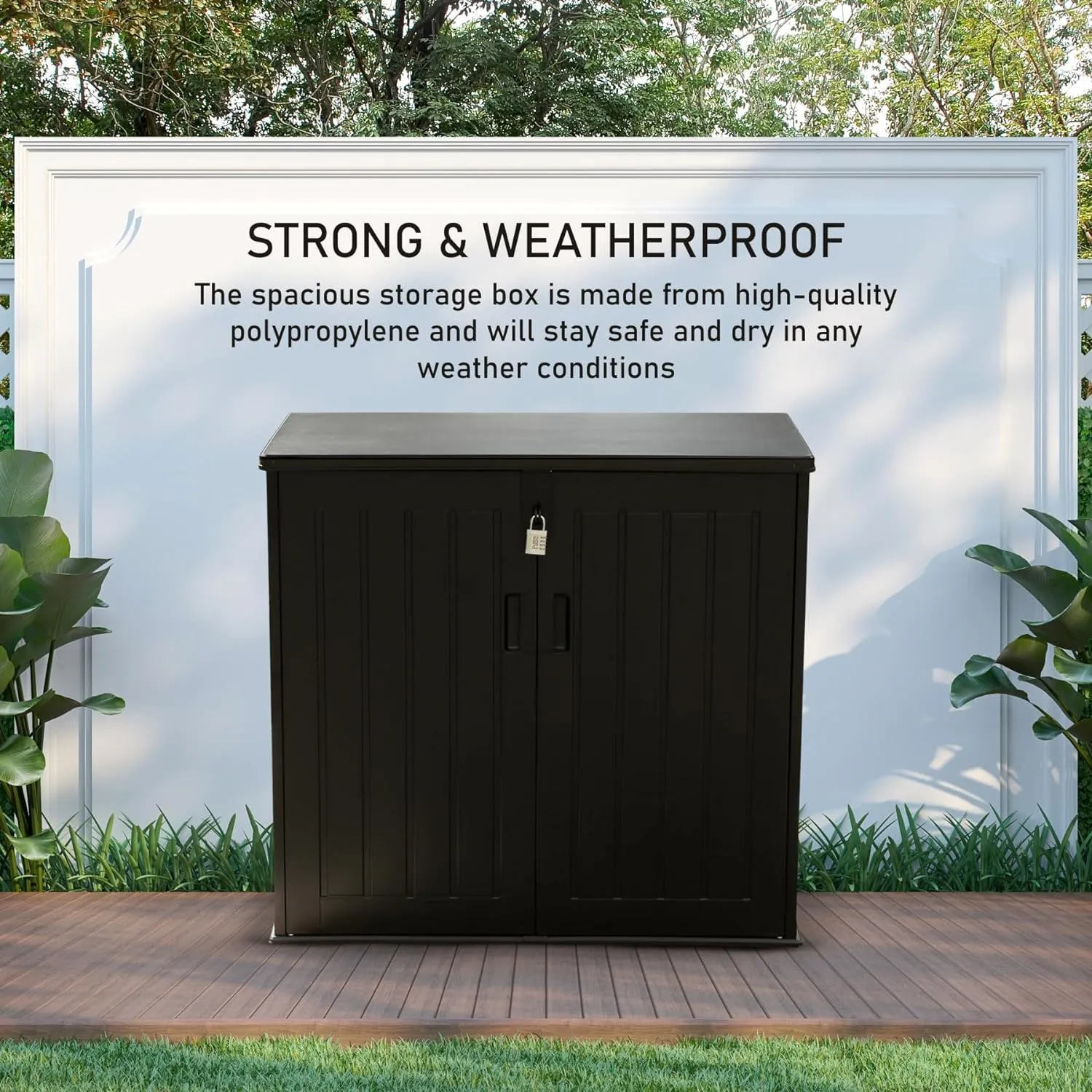 Olsen & Smith MASSIVE Capacity 775L Outdoor Garden Storage Box Plastic Shed Garbage - Weatherproof with Wood Effect