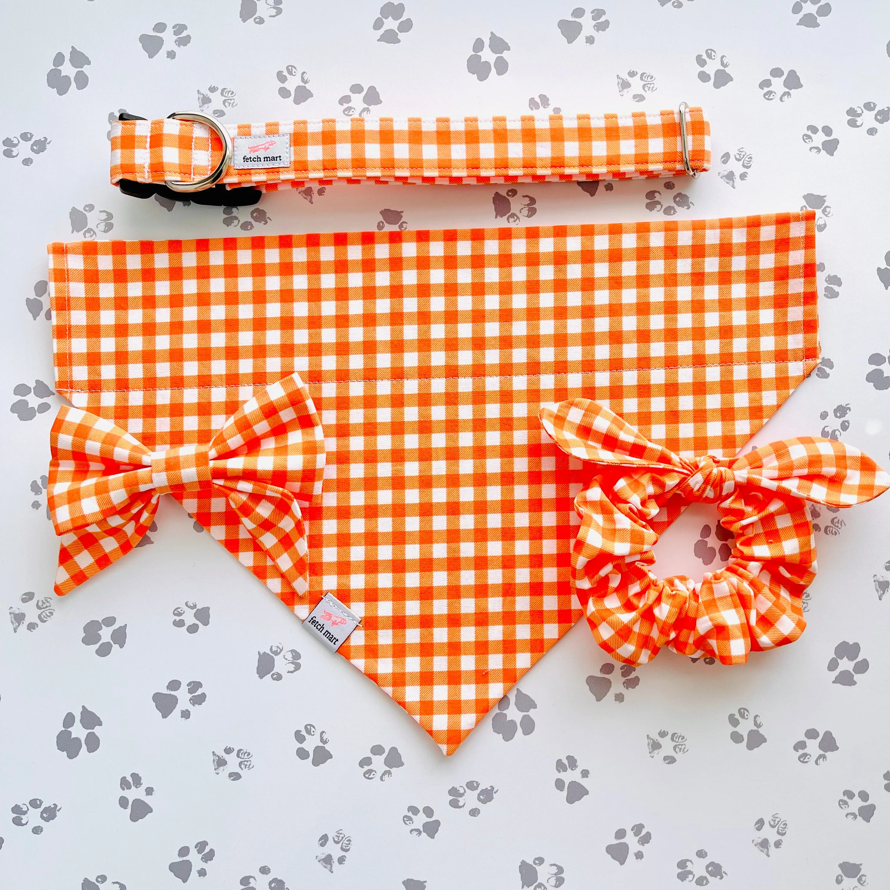 Orange Gingham Bow Tie