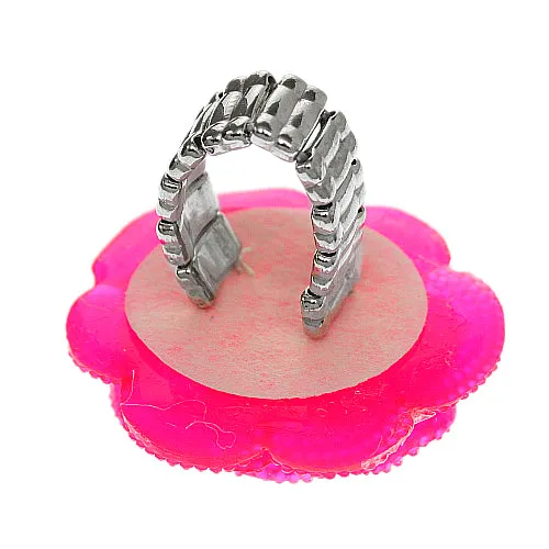 Pink Large Glitter Flower Stretch Ring