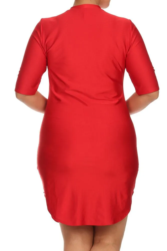 Plus Size Silky Fabulous Red Tunic Dress