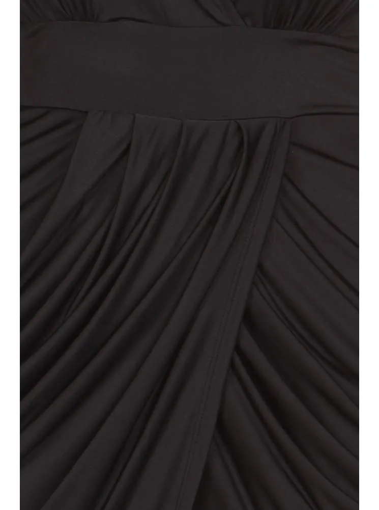 Plus Size V Neck Black Bubble Dress